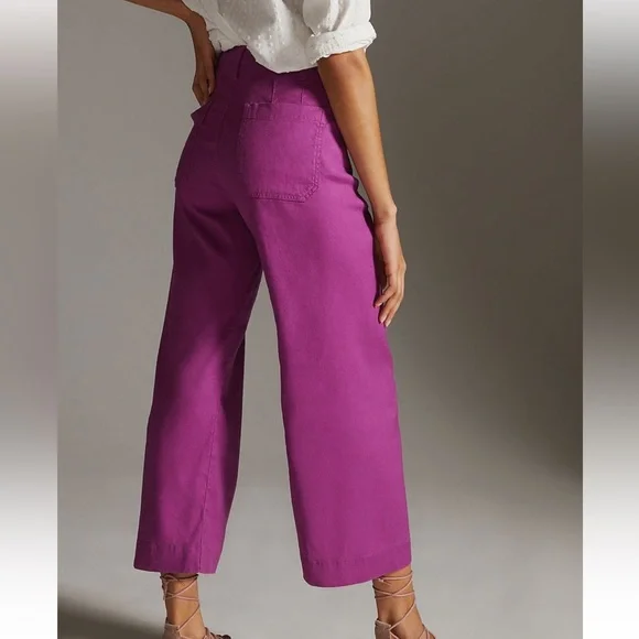 MAEVE ANTHROPOLOGIE The Colette Linen Pants Cropped High Rise Wide Leg Plus 22W - Picture 3 of 17
